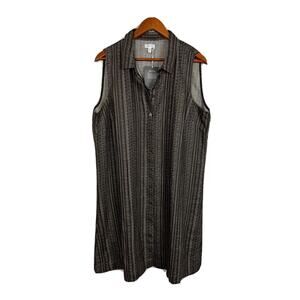 NWT Garnet Hill Women’s Size 18 Brown Designs Sleeveless Linen Shirt Dress